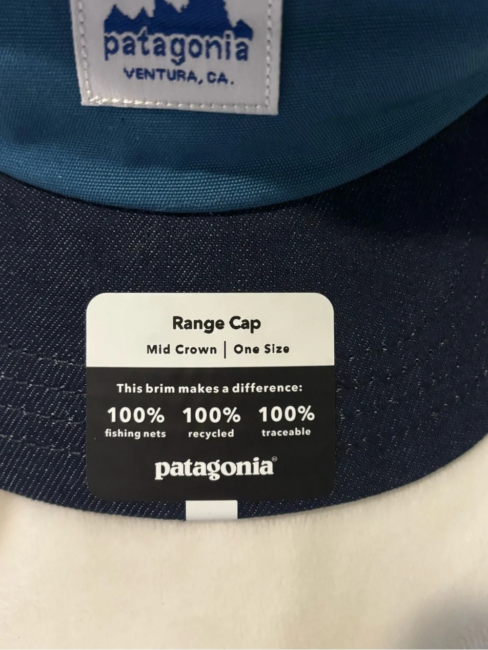 Patagonia Range Cap Wavy Blue & Navy Mid Crown One Size Snapback. NWT